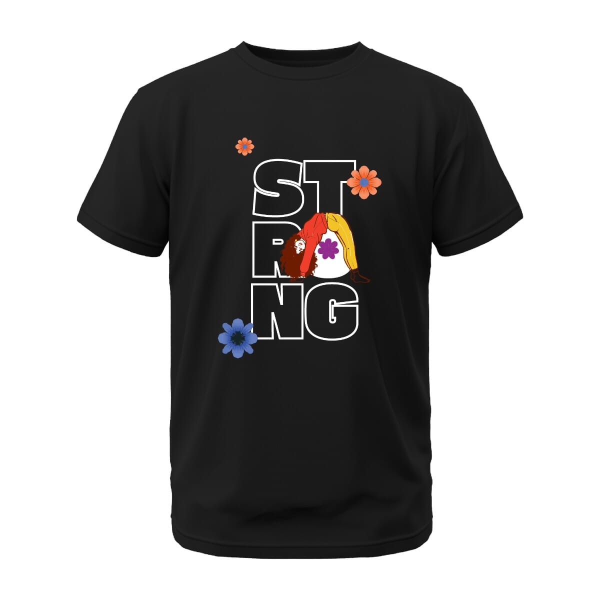 Strong Women GB Pima Round Neck T-Shirt Black